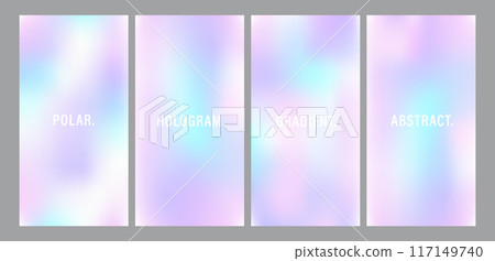 Y2k Holographic Gradient Background. Set of trendy abstract neon templates. Iridescent aura posters. Modern pearlescent vector. Pastel minimalist backdrop for posts, brochures or banners Y2k Holographic Gradient Background. Set of trendy abstract neon templates. Iridescent aura posters. Modern pearlescent vector. Pastel minimalist backdrop for posts, brochures or banners 117149740