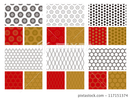 A set of Japanese patterns such as chrysanthemums, plum blossoms, and kanoko (swatches available) 117151374