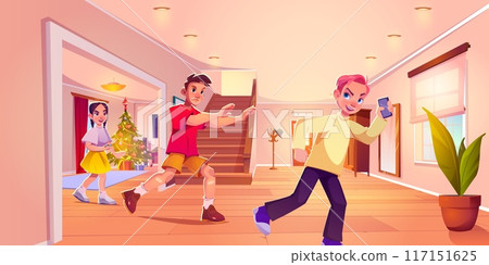 Teen boy run away from angry another guy Teen boy run away from angry another guy 117151625