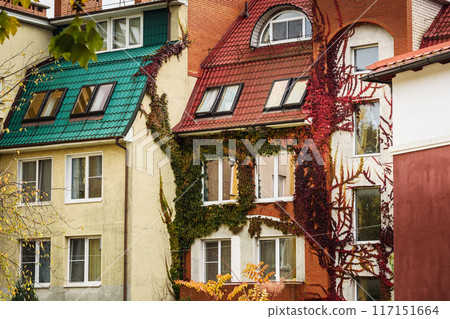 Architecture of historical part of resort town Zelenogradsk. Kaliningrad region. Russia 117151664