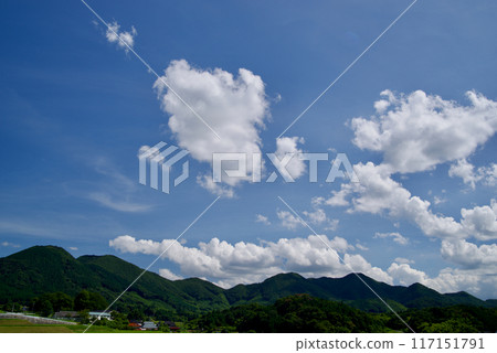 夏天的天空，藍天，白雲，複製空間 117151791