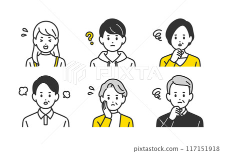 負高中/中年/高中上半身套裝【人物向量圖素材】 117151918