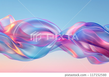 Fluid abstract forms in pink and blue hues, creating a serene and glossy, luminous landscape Fluid abstract forms in pink and blue hues, creating a serene and glossy, luminous landscape 117152580