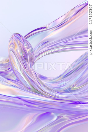 Fluid, pastel toned abstract shapes intertwine smoothly, creating a delicate and dreamy composition 117152597