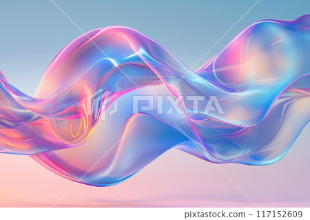 Translucent abstract waves in vibrant blue and pink, creating a serene and glossy, luminous backdrop Translucent abstract waves in vibrant blue and pink, creating a serene and glossy, luminous backdrop 117152609