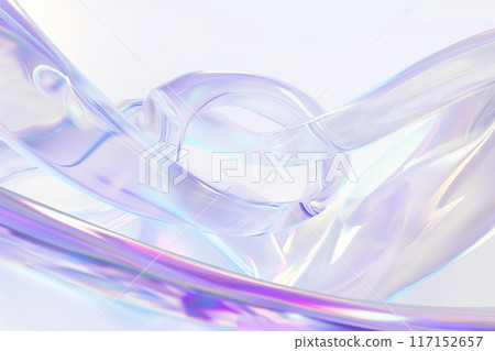 Translucent loops and swirls float in a serene, light filled space, evoking a sense of peaceful movement 117152657