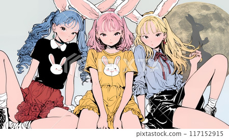 Kogals' Moon Viewing: Festival with friends in bunny ear cosplay Kogals' Moon Viewing: Festival with friends in bunny ear cosplay 117152915