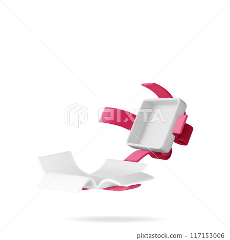 3D open gift box isolated on white 117153006