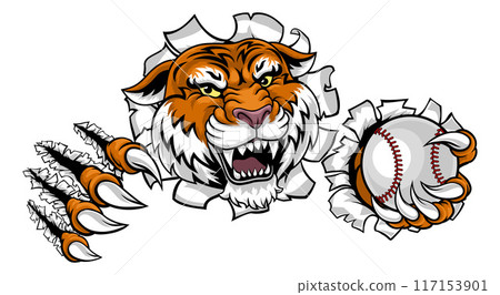 Tiger Baseball Ball Animal Sports Team Mascot 117153901