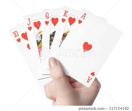 A royal straight flush hand. Poker, good luck image 117154192