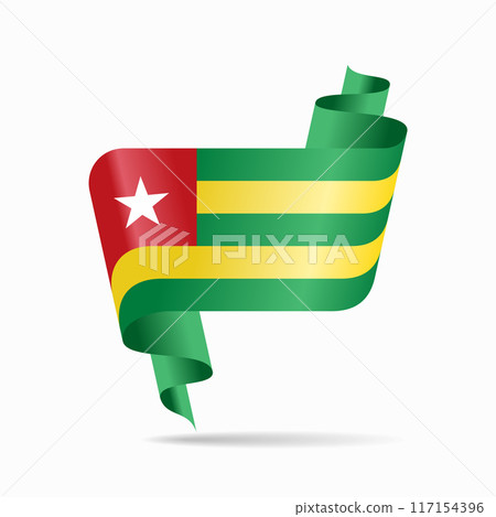 Togolese flag wavy ribbon background. Vector illustration. 117154396