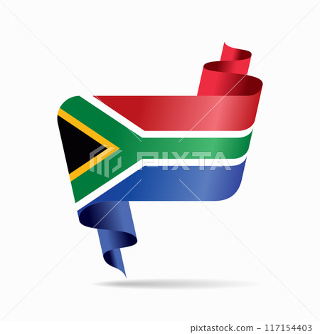 South African flag wavy ribbon background. Vector illustration. 117154403