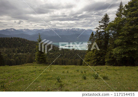 View to Walchensee lake, Bavaria, Germany in summertime View to Walchensee lake, Bavaria, Germany in summertime 117154455