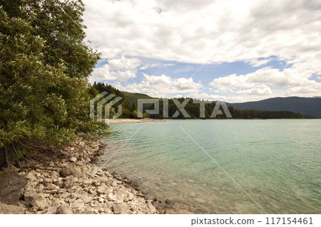 View to Walchensee lake, Bavaria, Germany in summertime 117154461