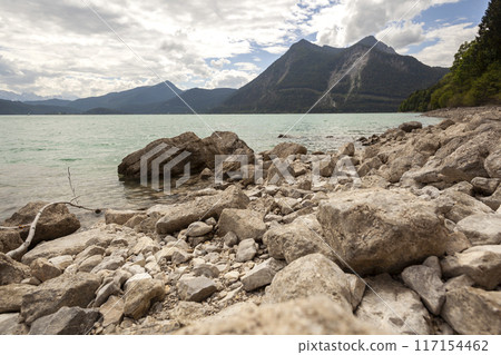 View to Walchensee lake, Bavaria, Germany in summertime View to Walchensee lake, Bavaria, Germany in summertime 117154462