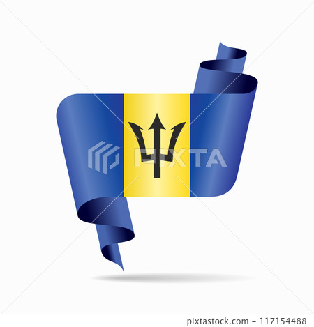 Barbados flag wavy ribbon background. Vector illustration. Barbados flag wavy ribbon background. Vector illustration. 117154488