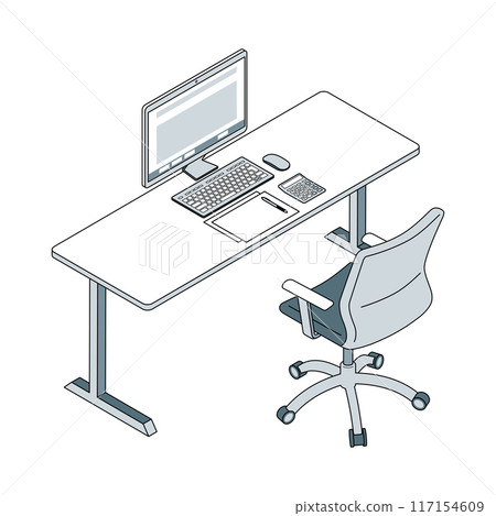 Isometric illustration of computer-based testing (CBT) exam Isometric illustration of computer-based testing (CBT) exam 117154609