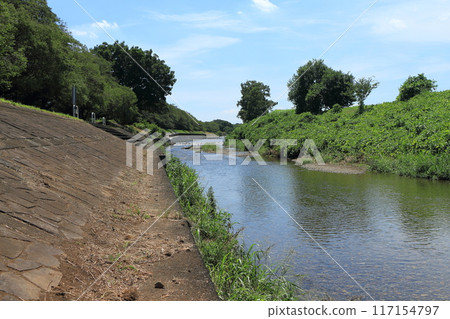 Yanase River flows through Kiyose City, Tokyo 117154797