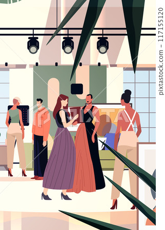 Fashion event people networking stylish setting modern decor plants background contemporary design 117155120