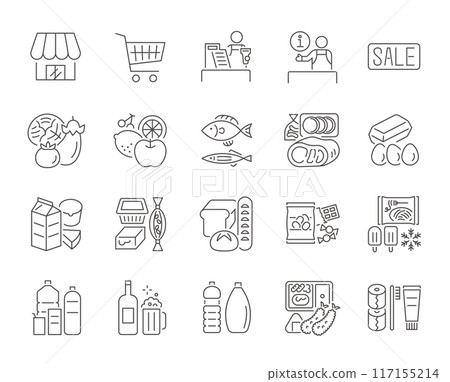 Supermarket icon set Supermarket icon set 117155214