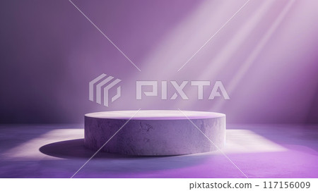 Concrete Platform Illuminated by Purple Light 117156009