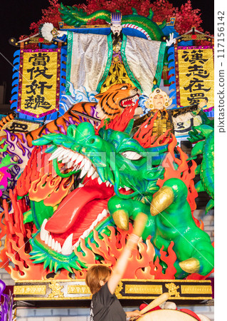 "Aomori Prefecture" Nighttime float display and parade at the Hachinohe Sansha Festival in summer "Aomori Prefecture" Nighttime float display and parade at the Hachinohe Sansha Festival in summer 117156142