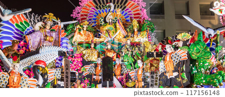 "Aomori Prefecture" Nighttime float display and parade at the Hachinohe Sansha Festival in summer 117156148