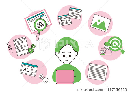 Men and blogging icon set Men and blogging icon set 117156523