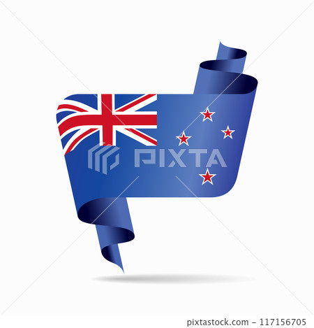 New Zealand flag wavy ribbon background. Vector illustration. 117156705