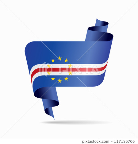 Cape Verde flag wavy ribbon background. Vector illustration. 117156706