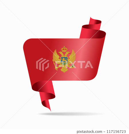 Montenegrian flag wavy ribbon background. Vector illustration. 117156723