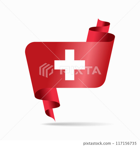 Swiss flag wavy ribbon background. Vector illustration. 117156735