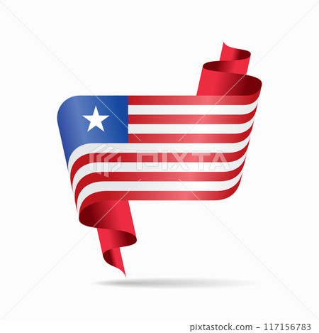 Liberian flag wavy ribbon background. Vector illustration. Liberian flag wavy ribbon background. Vector illustration. 117156783
