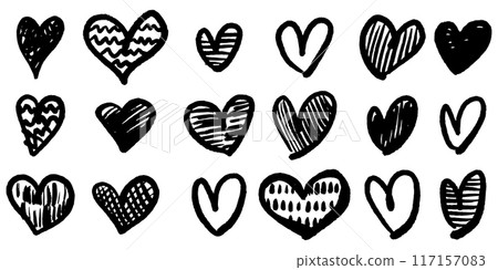 Doodle sketch style of hearts icon vector illustration for concept design. 117157083
