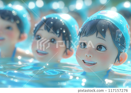 Girl learning at swimming school 117157276