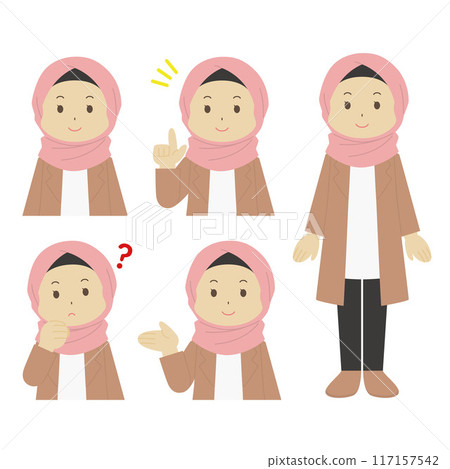 Illustration of a woman wearing a hijab 117157542