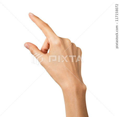 Clipping path, hand pointing at screen on isolated background. Clipping path, hand pointing at screen on isolated background. 117158072