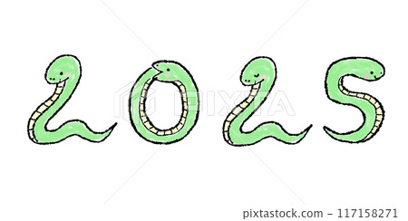 一條可愛的手繪蛇,年份為“2025” 一條可愛的手繪蛇,年份為“2025” 117158271