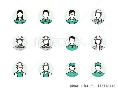 工人和工程師圖示設定圓圈背景 117158538