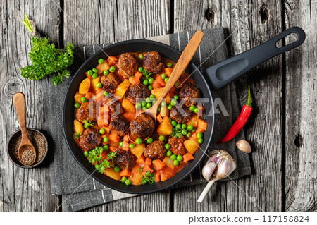 turkish meatball stew, sulu kofte, in a pan turkish meatball stew, sulu kofte, in a pan 117158824