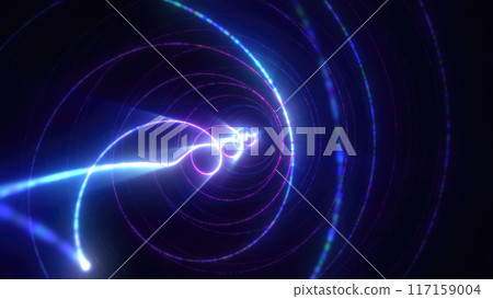 Abstract bright blue background tunnel with flying lines of energy particles and light rays Abstract bright blue background tunnel with flying lines of energy particles and light rays 117159004