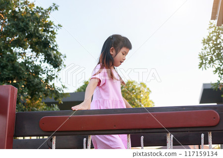 Cute asian girl playing in the playground 117159134