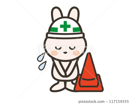 兔子和三角錐對造成的不便表示歉意的插圖 兔子和三角錐對造成的不便表示歉意的插圖 117159355