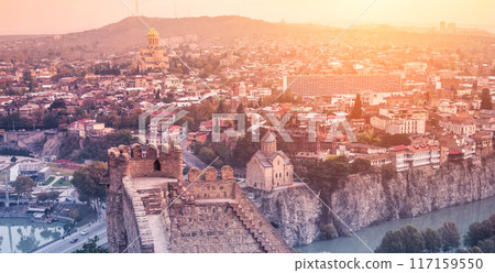 beautiful view of Narikala fortress and Tbilisi 117159550
