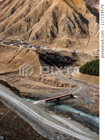 Landscape with view of traditional village Landscape with view of traditional village 117159579
