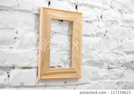 wooden frame on the wall wooden frame on the wall 117159623