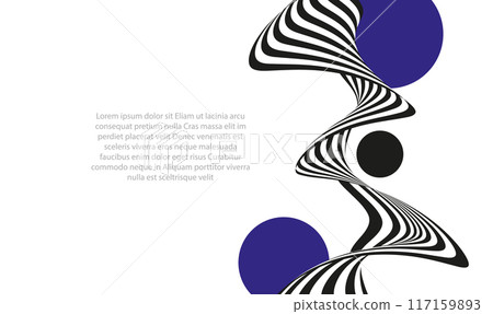 Vertical striped ribbon on white background, design element 117159893