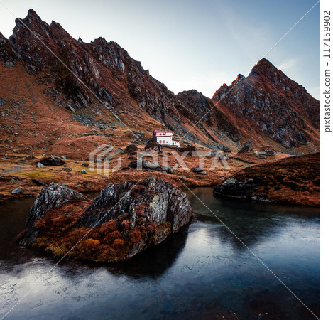 Scenic view of building in mountains Scenic view of building in mountains 117159902