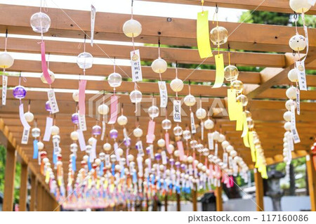 Summer Takekoma Shrine: Wind chimes on the approach to the shrine, summer pilgrimage, Iwanuma City, Miyagi Prefecture Summer Takekoma Shrine: Wind chimes on the approach to the shrine, summer pilgrimage, Iwanuma City, Miyagi Prefecture 117160086