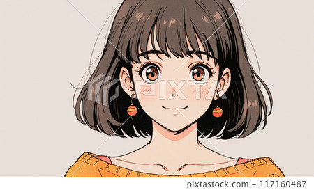 A cute retro girl wearing Halloween-themed clothes A cute retro girl wearing Halloween-themed clothes 117160487